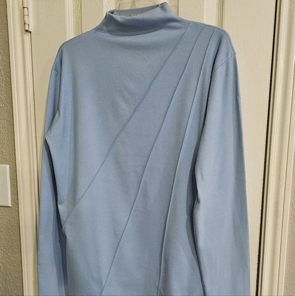 NWOT KSSYOU  Double Sided Half High Collar Fishbone Pattern Powder Blue XXL - Picture 5 of 11